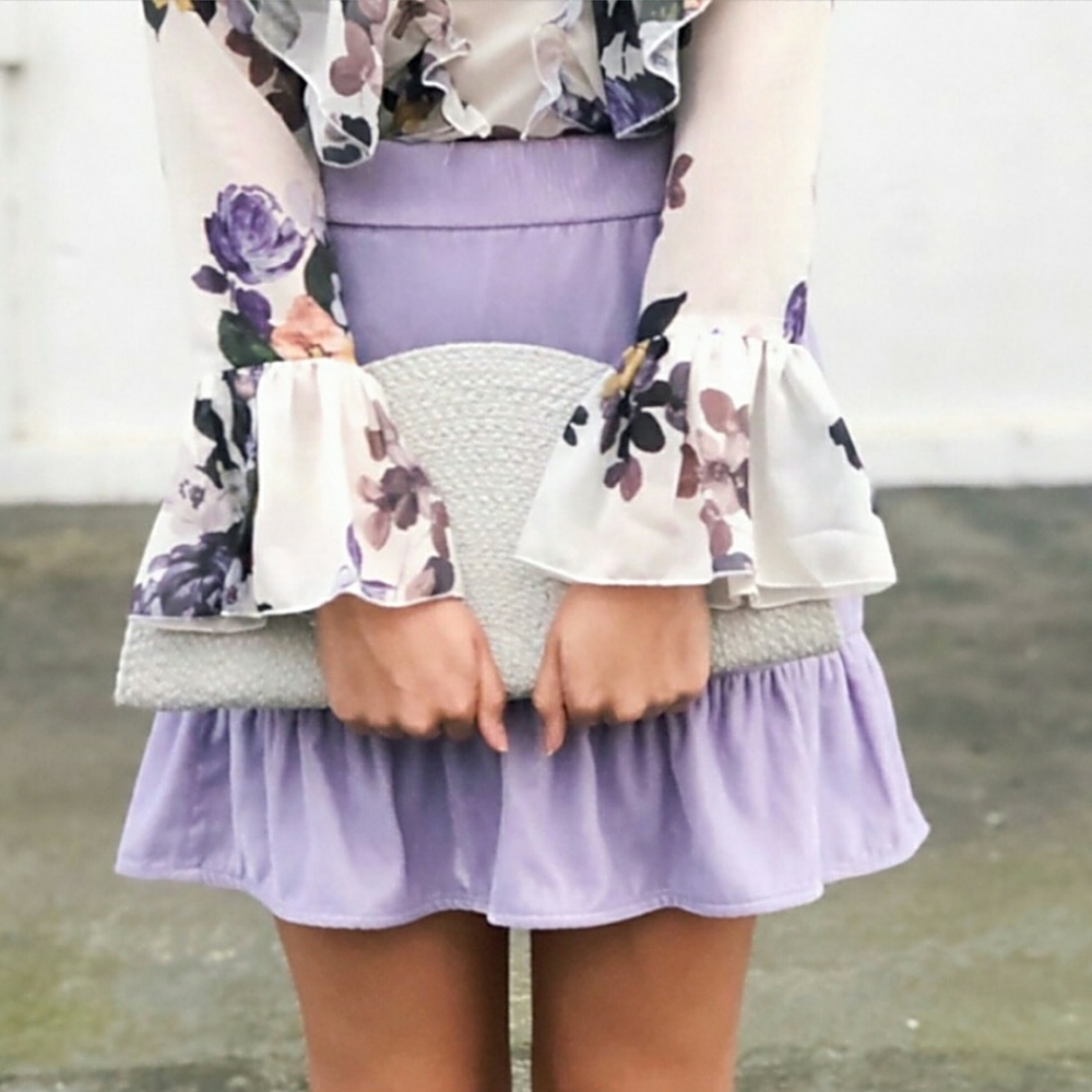 J CREW Velvet Peplum Skirt Light Thistle XXS